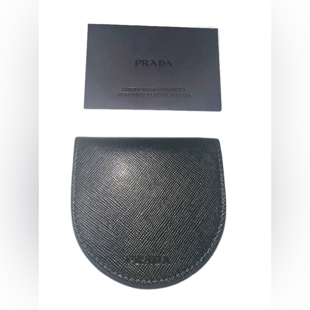 NWT Prada Textured Black Leather Coin Pouch with authenticity certificate & box